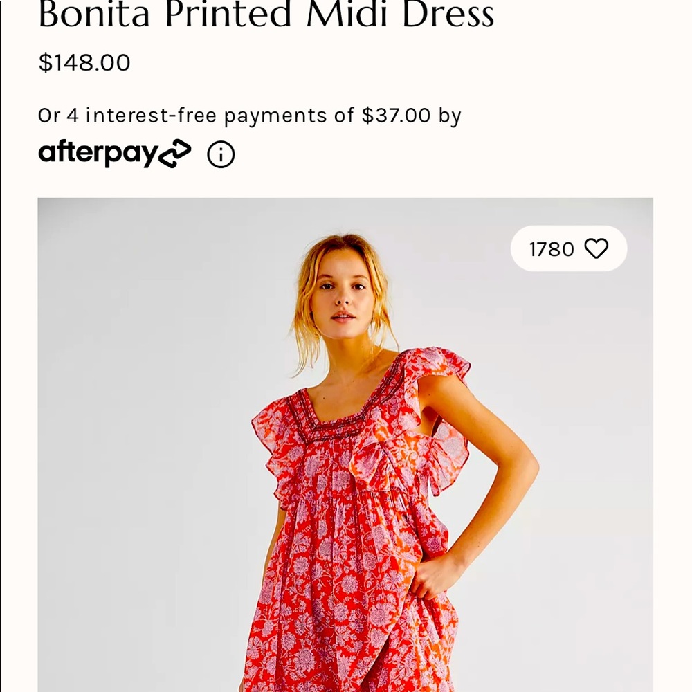 NWT FREE PEOPLE BONITA MIDI DRESS / SIZE SMALL